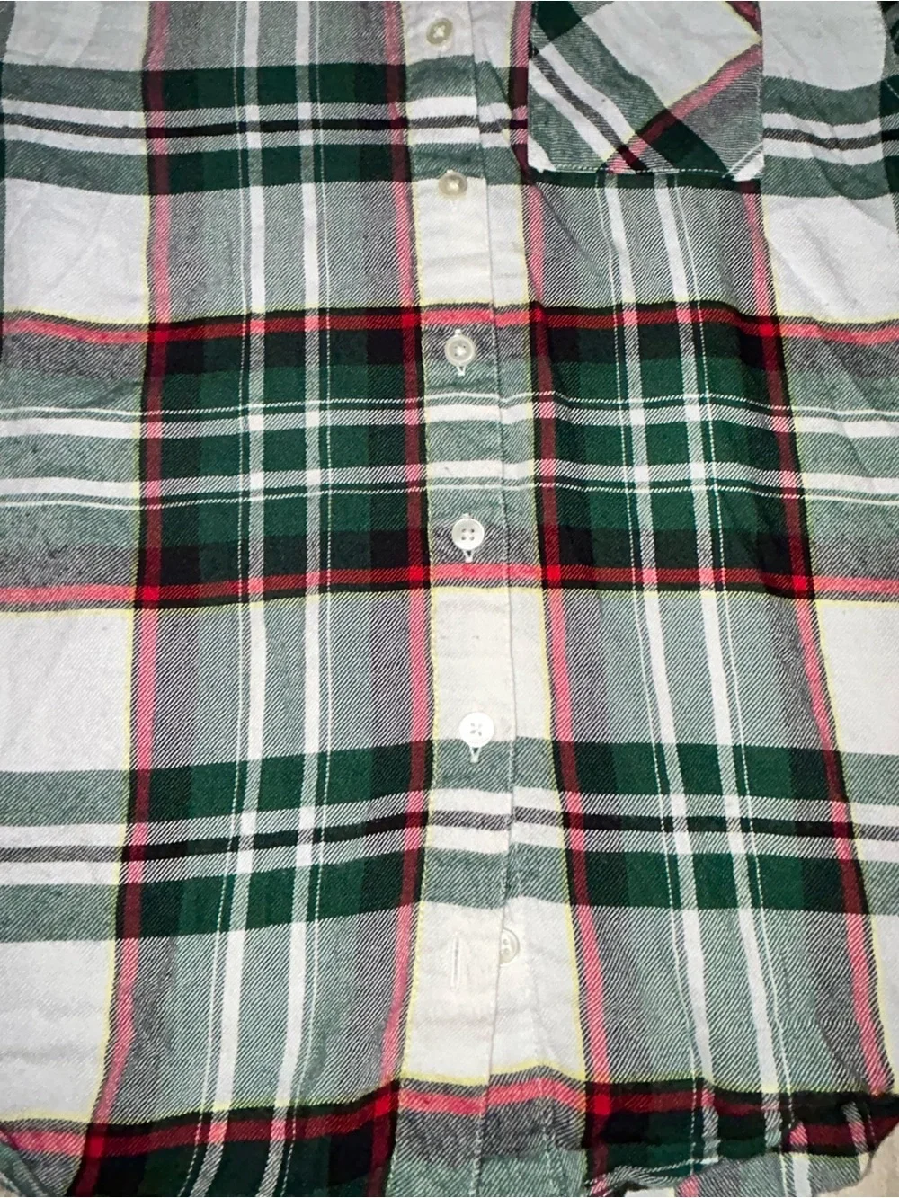 Justice Green & White Plaid Button-Down Shirt with Red Accents